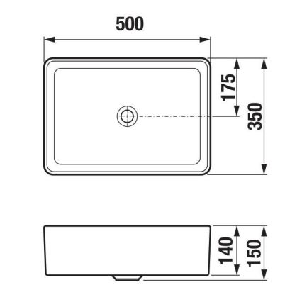JIKA H8184237161121 - Upotaso tasolle CUBITO 50x35 cm keramiikka/matamusta
