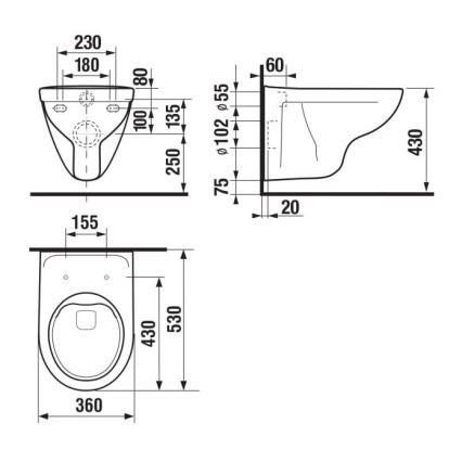 JIKA H8213840000001 - Seinään kiinnitettävä WC LYRA, keramiikka/valkoinen
