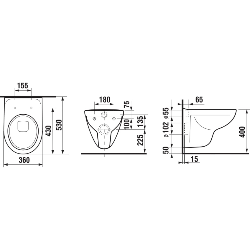 JIKA H8233800000001 - Seinään asennettava WC-istuin LYRA keramiikka/valkoinen