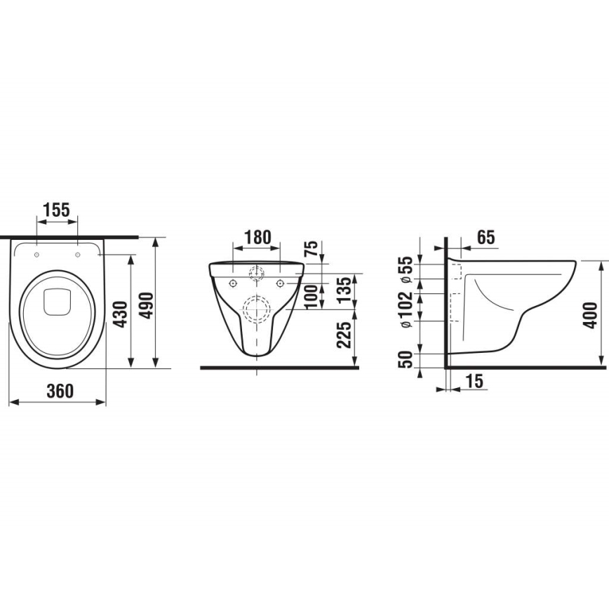 JIKA H8233820000001 - Seinään asennettava WC-istuin LYRA, keraaminen/valkoinen