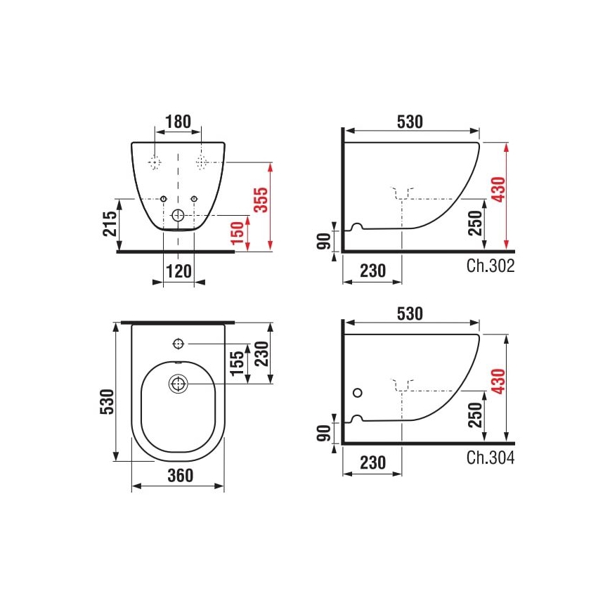 JIKA H8317120003021 - Seinään asennettava bidee MIO keraaminen/valkoinen