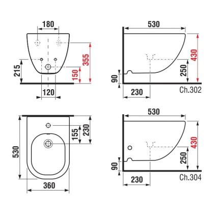 JIKA H8317121003021 - Seinään asennettava MIO-bidee, keramiikka, helmiäisvalkoinen
