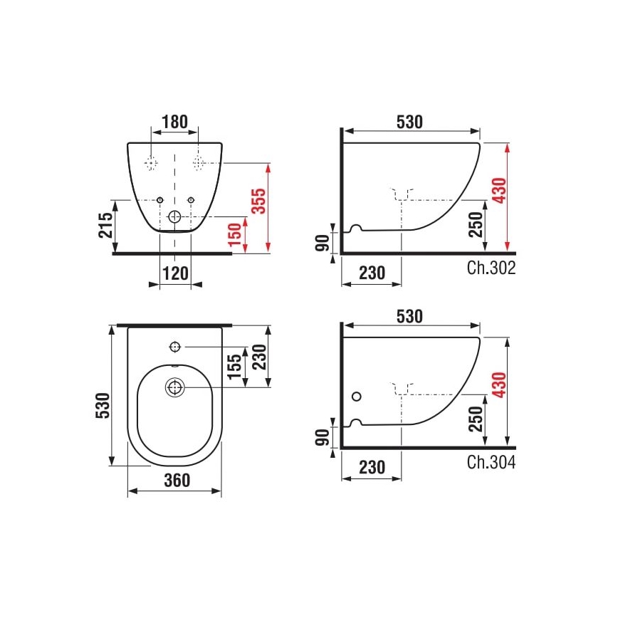 JIKA H8317121003021 - Seinään asennettava MIO-bidee, keramiikka, helmiäisvalkoinen