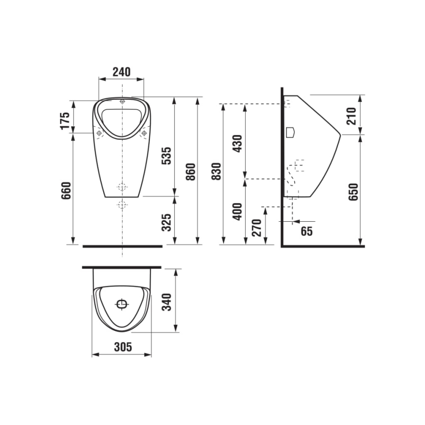 JIKA H8430600000001 - GOLEM-lattiapissa sisäinen vesiliitäntä, takainen viemäri, keramiikka/valkoinen
