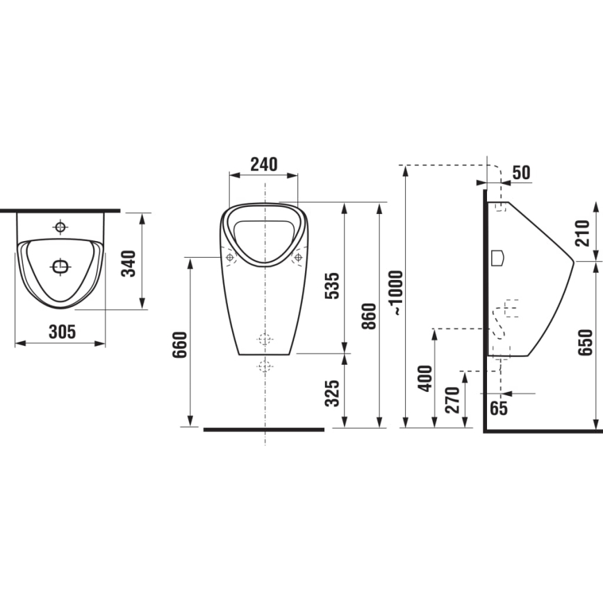 JIKA H8430610000001 - Pissuaari GOLEM sisäinen vesiliitäntä, takaviemäri keramiikka/valkoinen