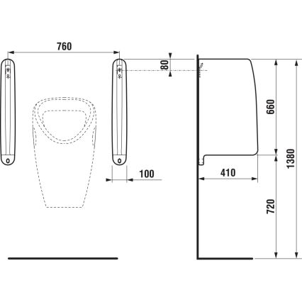 JIKA H8476010000001 - Pissaari jakoseinä SPLIT 66x41 cm keramiikka/valkoinen