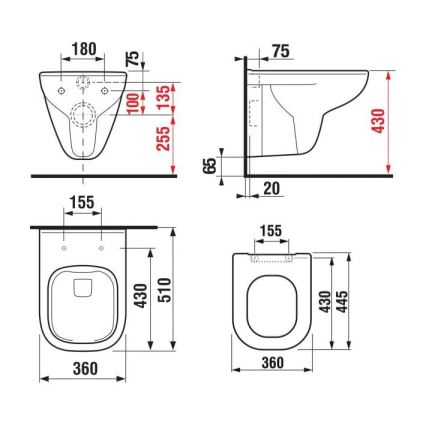 JIKA H8666140000001 - Seinään kiinnitettävä WC-istuin DEEP, keramiikka/valkoinen + Istuinkansi SoftClose DEEP, duroplastinen/valkoinen