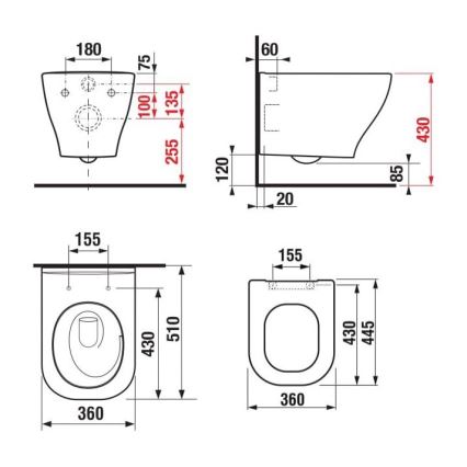 JIKA H8666180000001 - Seinään kiinnitettävä WC DEEP, keramiikka/valkoinen + WC-istuinkansi SoftClose DEEP, duroplasti/valkoinen