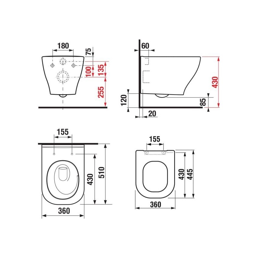 JIKA H8666180000001 - Seinään kiinnitettävä WC DEEP, keramiikka/valkoinen + WC-istuinkansi SoftClose DEEP, duroplasti/valkoinen
