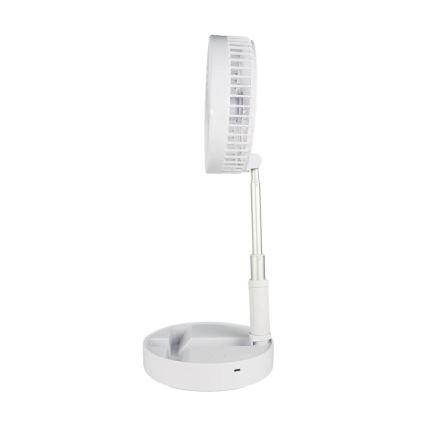 JOHNSON - Ladattava pöytätuuletin GIRAFFA 5 W / 3,7 V, 1200 mAh, halkaisija 20 cm, valkoinen