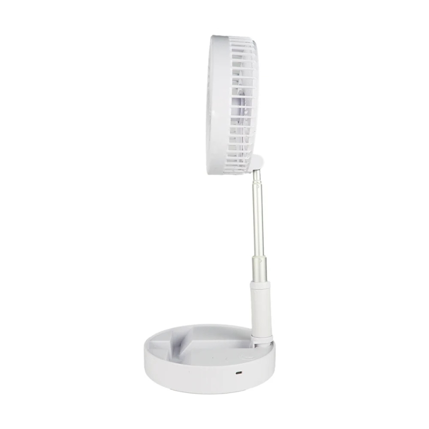 JOHNSON - Ladattava pöytätuuletin GIRAFFA 5 W / 3,7 V, 1200 mAh, halkaisija 20 cm, valkoinen
