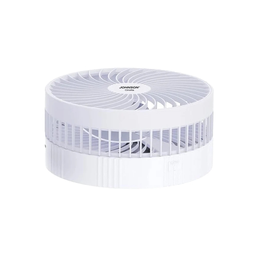 JOHNSON - Ladattava pöytätuuletin GIRAFFA 5 W / 3,7 V, 1200 mAh, halkaisija 20 cm, valkoinen