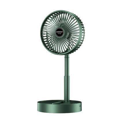 JOHNSON - Ladattava pöytätuuletin TORTUGA 5W/3,7V 1200 mAh halkaisija 16,5 cm vihreä