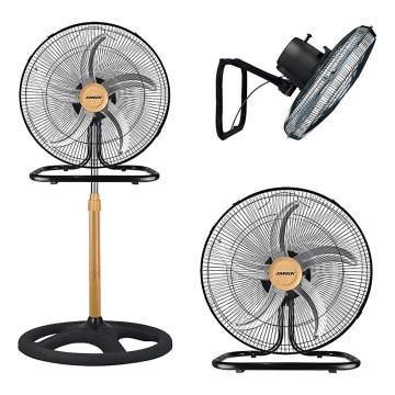 JOHNSON - Lattiatuuletin 3-in-1 WOOD 80W/230V halkaisija 50 cm musta/beige