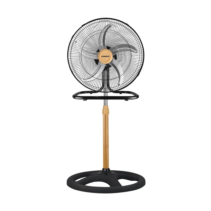 JOHNSON - Lattiatuuletin 3-in-1 WOOD 80W/230V halkaisija 50 cm musta/beige