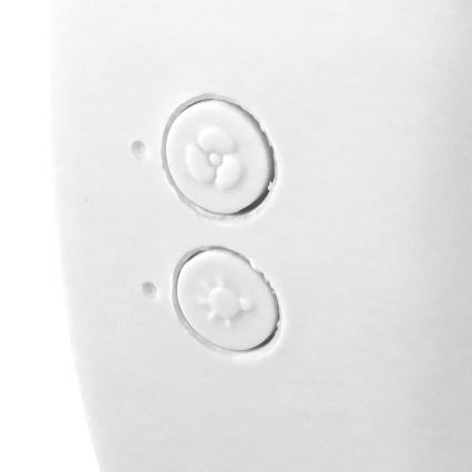 JOHNSON - LED RGB ladattava pöytätuuletin, monivärisellä LED-valolla, 5 W / 3,7 V, 1200 mAh, halkaisija 14 cm, valkoinen