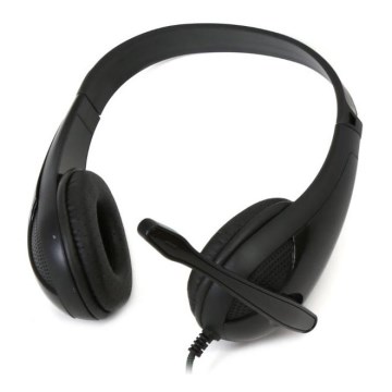 Johtokuulokkeet mikrofonilla musta