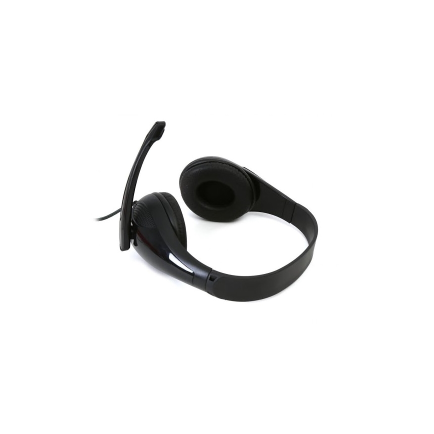 Johtokuulokkeet mikrofonilla musta