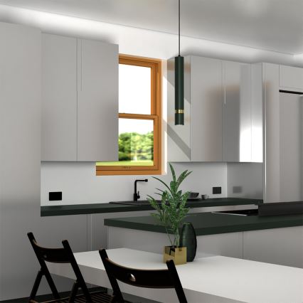 JOKER-riippuvalaisin vaijerilla 1xGU10/25W/230V, vihreä/kultainen