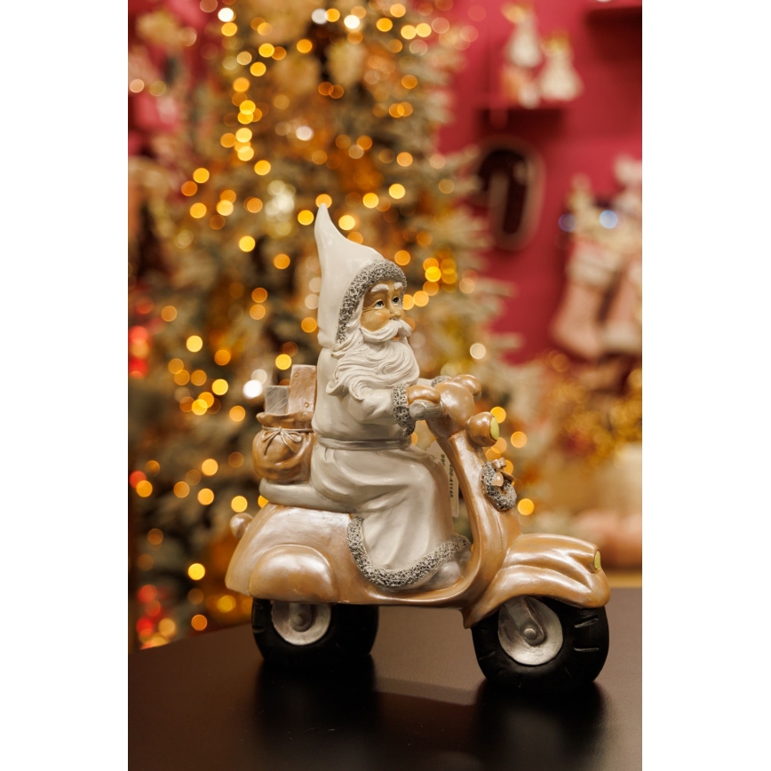 joulukoristeet 33 cm Joulupukki moottoripyörällä