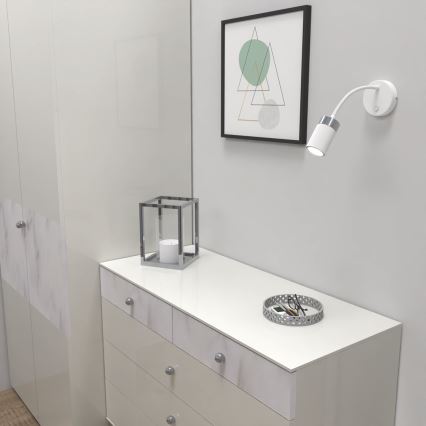 Joustava JOKER-pöytävalaisin 1xGU10/8W/230V valkoinen/matattu kromi