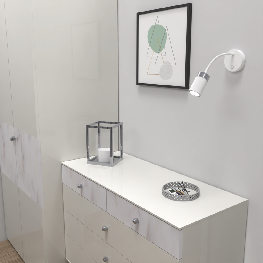 Joustava JOKER-pöytävalaisin 1xGU10/8W/230V valkoinen/matattu kromi