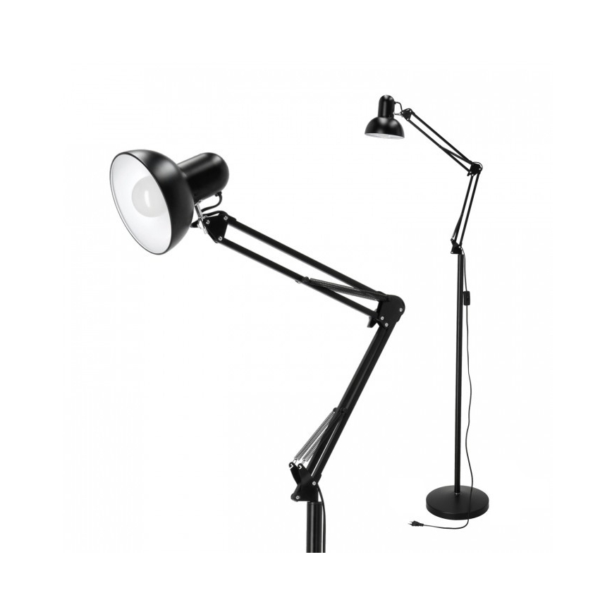 Joustava lattialamppu AURIQ 1xE27/60W/230V 184 cm musta
