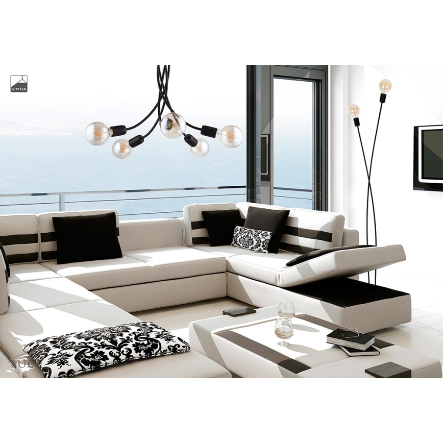 Jupiter 1640 - Riippukattokruunu LUCE 5xE27/60W/230V musta