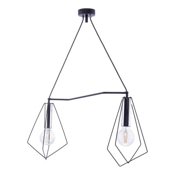 Jupiter 1662 - Kattokruunu johdossa KAIR 2xE27/60W/230V musta/kiiltävä kromi