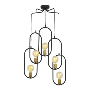 Jupiter 1819 - PI5 E27 - Kattokruunu narulla PONTI 5xE14/40W/230V musta