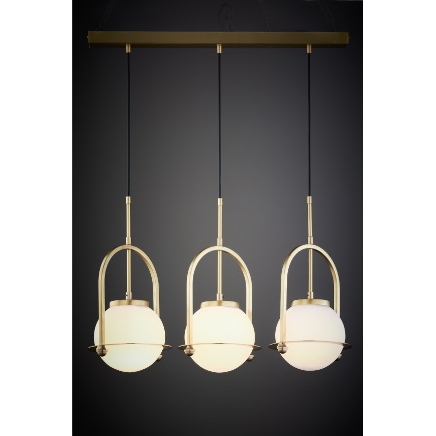 Jupiter 1917 - Riippuvalaisin vaijerilla ROSSO 3xE27/15W/230V kultainen