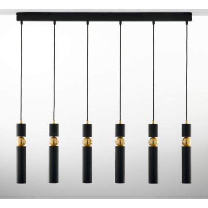 Jupiter 2005 - Kattokruunu johdossa ALAS 6xGU10/10W/230V musta/kulta