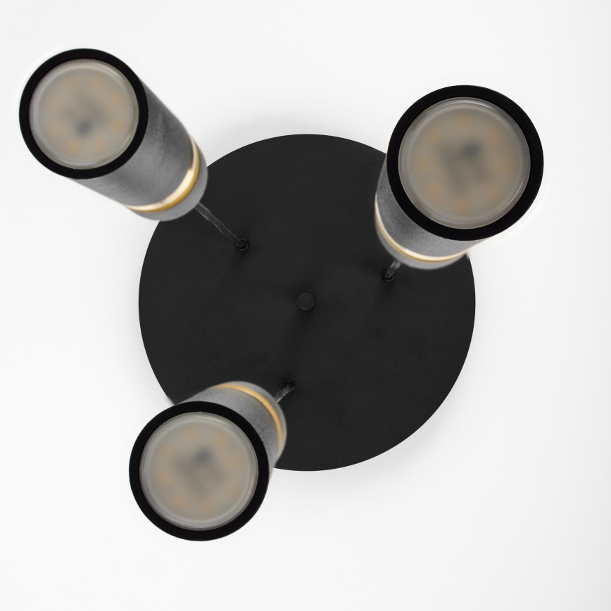 Jupiter 2013 - Kattokruunu johdossa ALAS 3xGU10/10W/230V musta/kulta