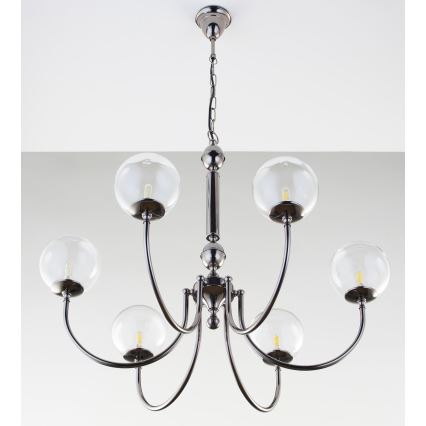 Jupiter 2022 - Kattokruunu ketjussa BRILLANTE 6xG9/10W/230V kiiltävä kromi