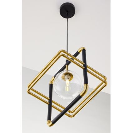 Jupiter 2028 - Kattokruunu johdossa FIORI 1xG9/10W/230V musta/kulta/läpinäkyvä