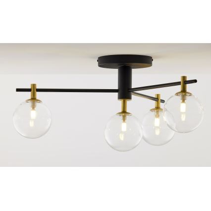 Jupiter 2034 - Kiinteä kattokruunu FIGARO 4xG9/10W/230V musta/kulta/beige/läpinäkyvä