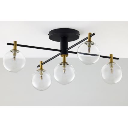 Jupiter 2035 - Kiinteä kattokruunu FIGARO 5xG9/10W/230V musta/kulta/beige/läpinäkyvä