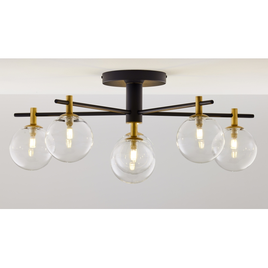 Jupiter 2036 - Kiinteä kattokruunu FIGARO 6xG9/10W/230V musta/kulta/beige/läpinäkyvä