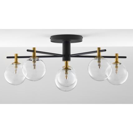 Jupiter 2036 - Kiinteä kattokruunu FIGARO 6xG9/10W/230V musta/kulta/beige/läpinäkyvä