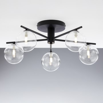 Jupiter 2046 - Kiinteä kattokruunu PRATO 5xG9/10W/230V musta/läpinäkyvä