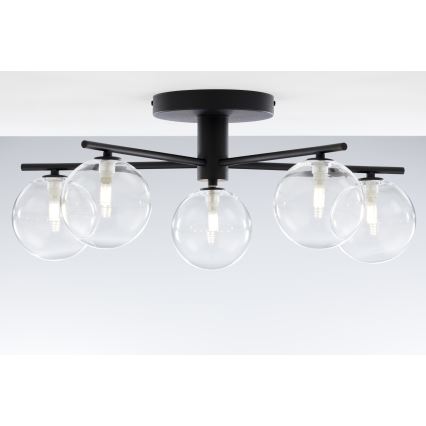 Jupiter 2046 - Kiinteä kattokruunu PRATO 5xG9/10W/230V musta/läpinäkyvä