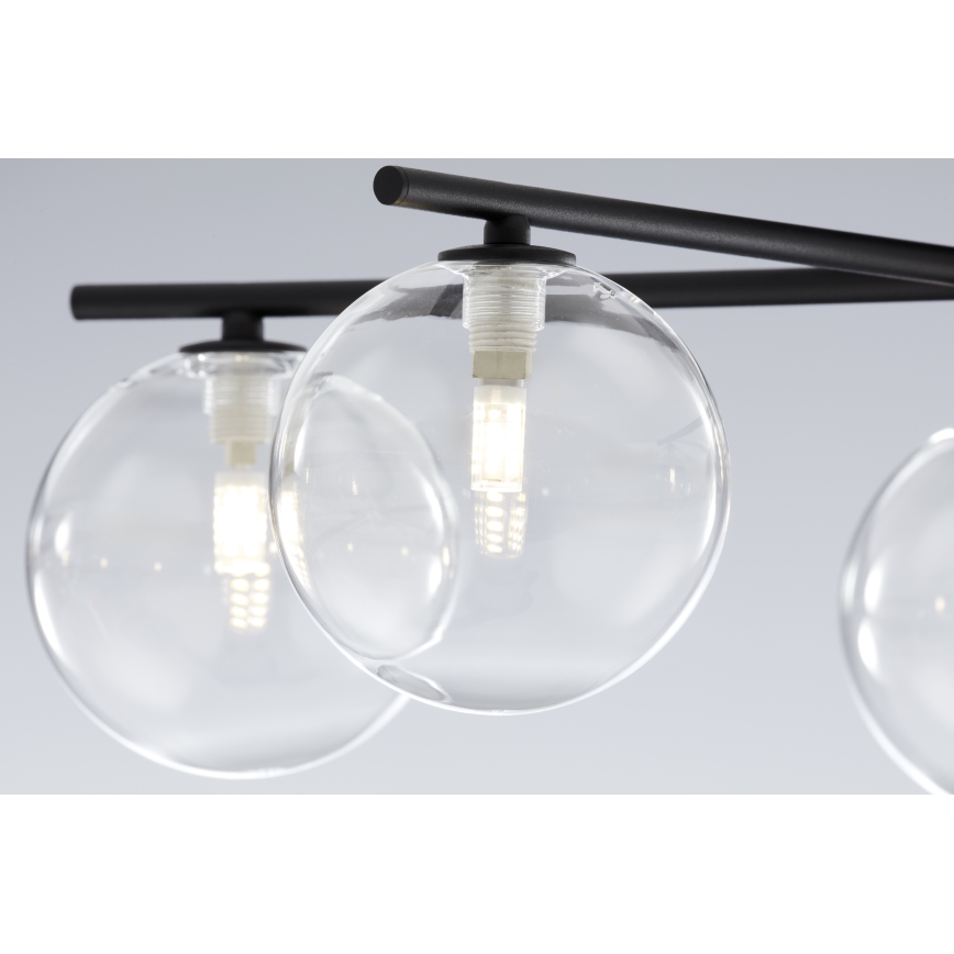 Jupiter 2046 - Kiinteä kattokruunu PRATO 5xG9/10W/230V musta/läpinäkyvä