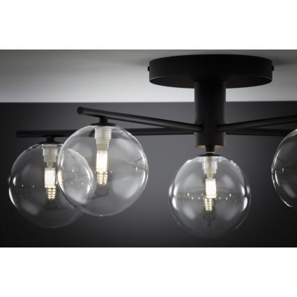 Jupiter 2046 - Kiinteä kattokruunu PRATO 5xG9/10W/230V musta/läpinäkyvä