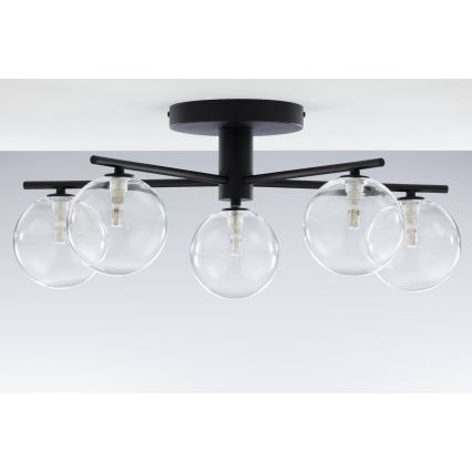 Jupiter 2046 - Kiinteä kattokruunu PRATO 5xG9/10W/230V musta/läpinäkyvä