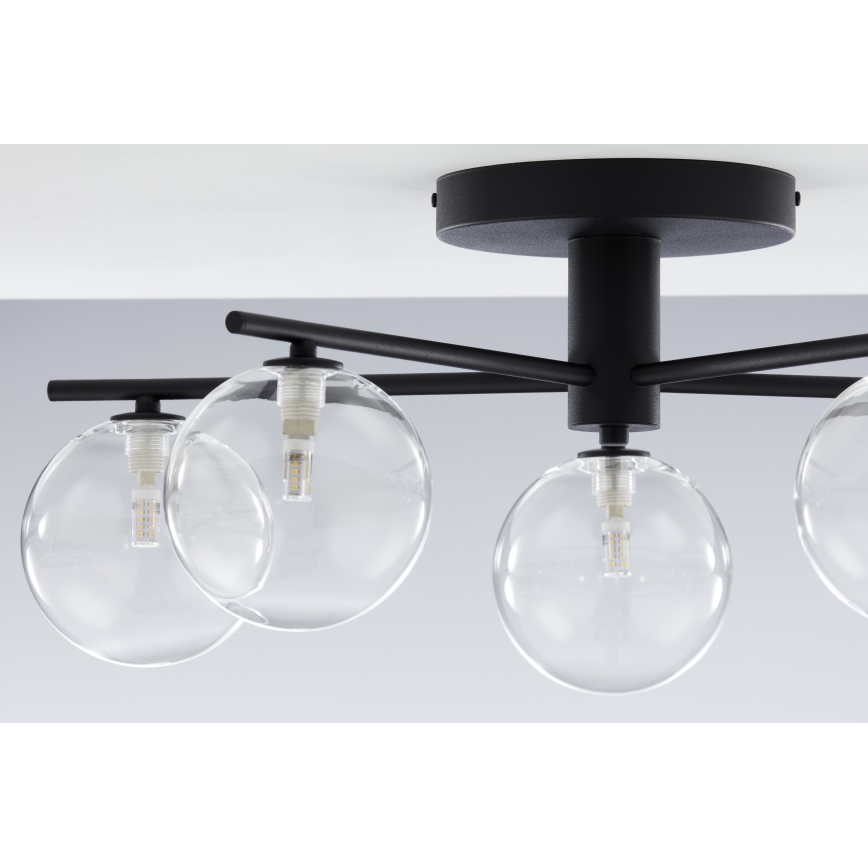 Jupiter 2046 - Kiinteä kattokruunu PRATO 5xG9/10W/230V musta/läpinäkyvä