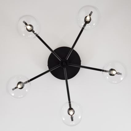 Jupiter 2046 - Kiinteä kattokruunu PRATO 5xG9/10W/230V musta/läpinäkyvä