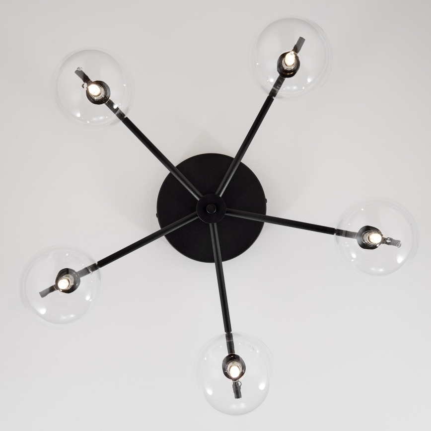 Jupiter 2046 - Kiinteä kattokruunu PRATO 5xG9/10W/230V musta/läpinäkyvä