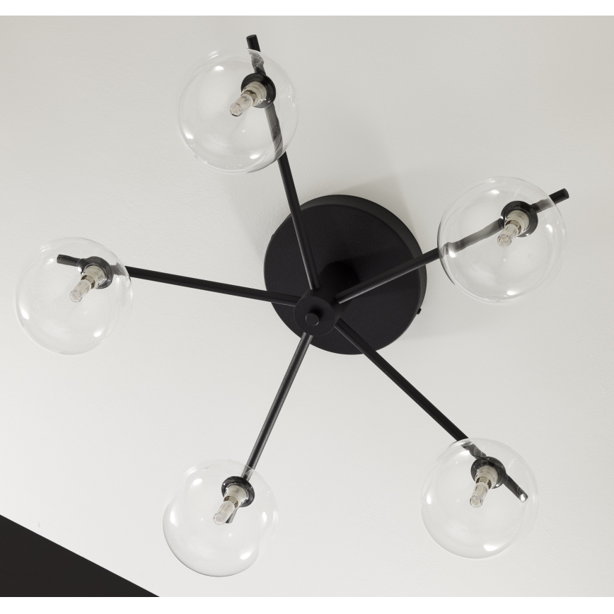 Jupiter 2046 - Kiinteä kattokruunu PRATO 5xG9/10W/230V musta/läpinäkyvä