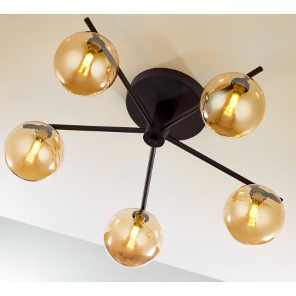 Jupiter 2047 - Kiinteä kattokruunu PRATO 5xG9/10W/230V musta/beige