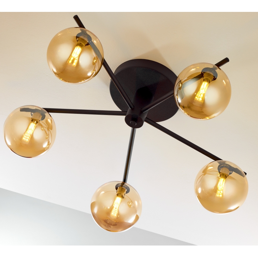 Jupiter 2047 - Kiinteä kattokruunu PRATO 5xG9/10W/230V musta/beige